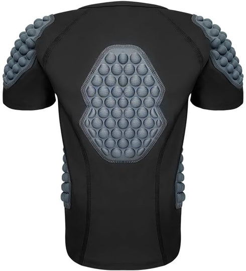 Padded Compression Shirt for Kids - Youth Boys Girls Protective Football Shirts for Ski, Paintball, Rugby
