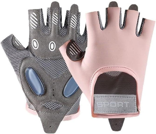 OVOY Women Fingerless Workout Gloves, Non-Slip Breathable Gym-Sports-Gloves for Training, Weightlifting & Exercise