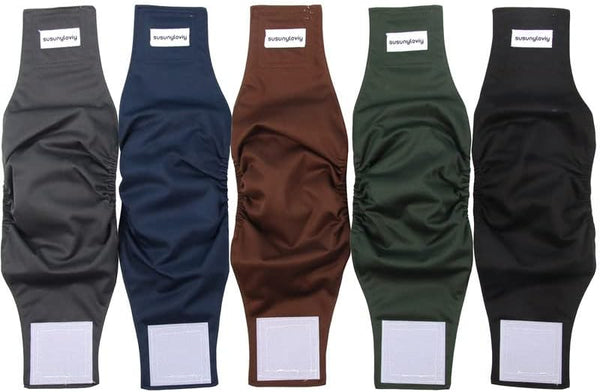 susunyloviy Washable Belly Band for Male Dogs,Pack of 5 Reusable Super Absorbent Large