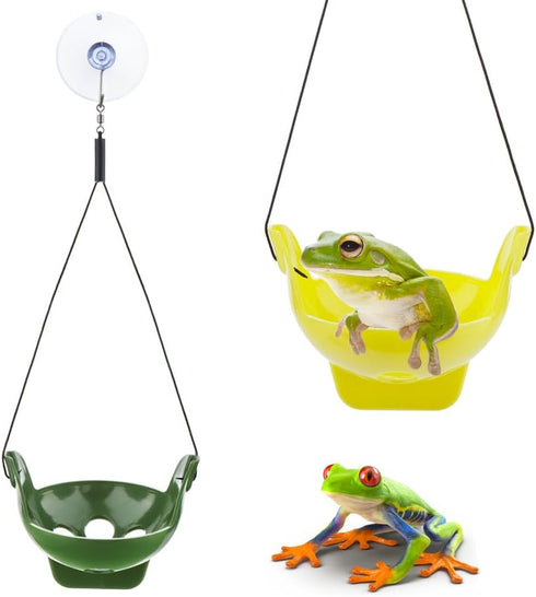 2 Pack Amphibian Aquatic Frogs Habitats with Suction Cup for Small Aquatic Animals