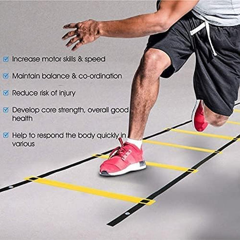 Yes4All 8-12 - 20 Rungs Agility Ladder Speed Training Equipment for Kids and Adults with Carrying Bag