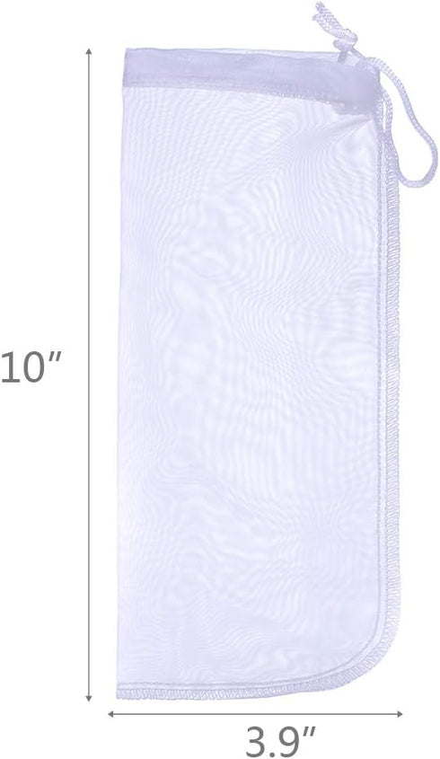 ALEGI Reusable 180 Micron Media Filter Bag, Extra Fine Drawstring Mesh Filter Bags (10"*3.9", 6 Pack)
