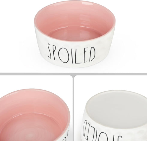 27OZ Ceramic Dog Bowl, 6'' Extra Large Food Water Bowl, Heavy Duty Non-Slip Dog Dish for Medium Dogs (Pink)