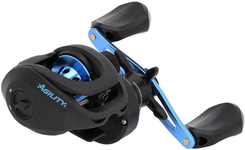 Shakespeare Agility Low Profile Fishing Reel, Left Handle, Multi-Disk Drag System, 90mm Handle