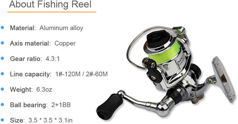 Lixada Mini Pen Fishing Rod and Reel Combo Kit