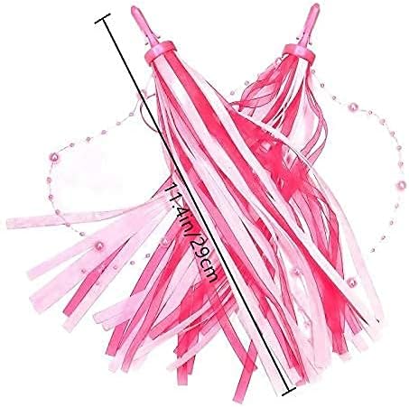 kortes Kids Bike Bell and 2 Pack Kids Bike Streamers for Children's Bike Accessories (Pink, Red, Blue)