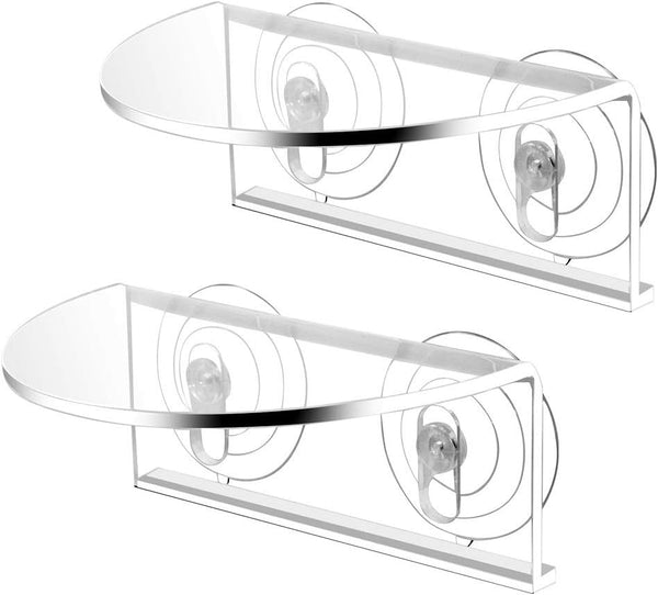 2Pack Aquarium Shelf, Transparent Acrylic Ledge Plants Holder with Strong Suction Cups for Fish Tank Decorations