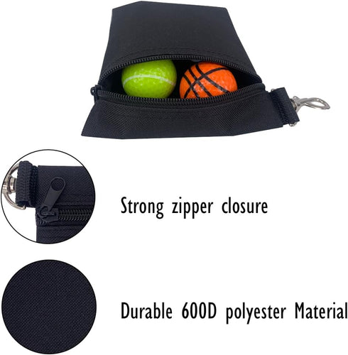 Golf Tee Pouch | Pack of 2 Golf Tee Bag | 5.24 X 6.42 Inch Zipper Golf Accessory Bag with Clip | Golf Bag Accessories