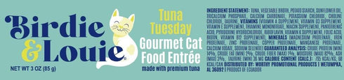 Pack 3 Oz 24 Birdie & Louie Tuna Tuesday/Seafood Sunday Variety Wet Cat Food Gourmet Entrees Cans Bulk Case of Cans