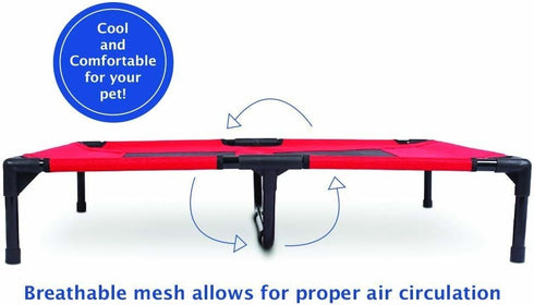 Internet's Best Elevated Dog Bed - Medium - Red - 30 x 24.5 - Cool Breathable Mesh - Indoor/Outdoor Use