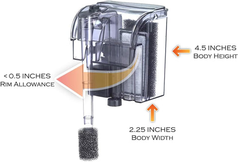 Finnex PF-7 Nano Aquarium HOB Power Filter, 52 GPH, up to 7.5 Gallon Aquariums