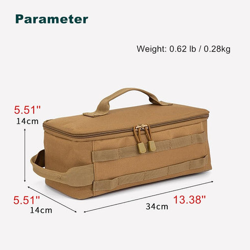 (Tan(13.38''L 5.51''W 5.51''H)) Fishing Tackle Bag Outdoor Camping Cookware Tool Bag Portable Large Capacity Tote