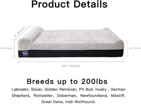 Laifug Extra Large Pet/Dog Bed Slate Grey Jumbo Replacement Cover (50"x36"x10") Removable Washable