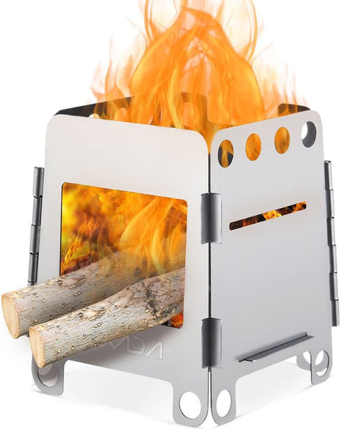 Lixada Camping Wood Stove, Folding Lightweight Stainless Steel Wood Burning Stove for Outdoor Camping