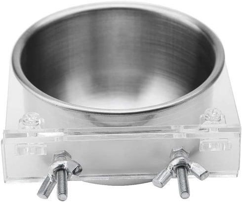 Stainless Steel Hanging Bowl Bird Food Feeding Dish, Water Seed Feeder with Screw Attachment for Bird Cage