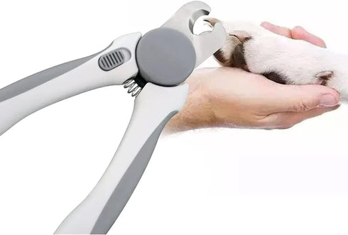 Pet Nail Clipper - Grooming Tool for Dogs and Cats - Safety Guard and Razor Sharp Blade - Bonus Nail File (Gray)