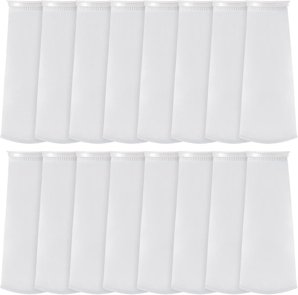 Oudain 16 Pack 4 Inch Ring Filter Socks, 200 µm Aquarium Filter Bags for Freshwater & Saltwater