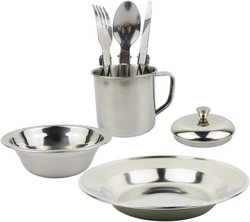 Zerodeko Stainless Steel Camping Cookware Set with Cooking Utensils Portable Picnic Pot