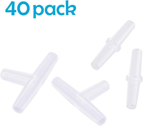 Pawfly 40-Piece Aquarium Air Valve Connector, White Plastic Inline Tubing, 3-Way T & Straight