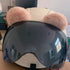 Kawaii Round Bear Ears for Helmet, Plush Adhesive Ski Helmet Accessory for Children