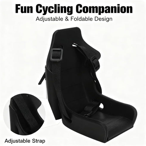 Bike Baby Doll Carrier, Foldable Doll Bike Seat, Adjustable Strap Length, Plastic, Black - Lightweight Durable Design