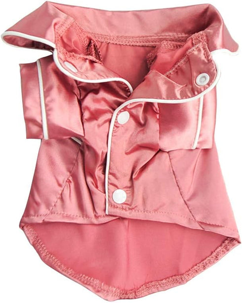Lifeunion Small Cats Dogs Pajamas - Soft Silk Lapel Two-Legged Sleepwear Shirt for All Season (Large, Pink)
