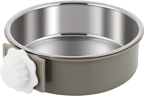 POPETPOP No Spill Crate Water Bowl: Removable Stainless Steel Dog Bowl for Cat, Puppy, Rabbit, Pet Kennel Cage