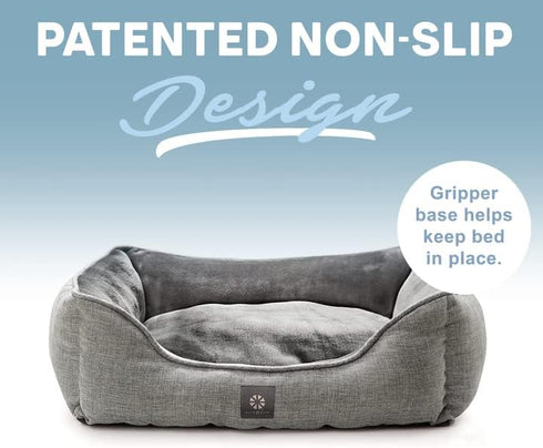 MICRODRY Soft Cozy Plush Dog Bed, Machine Washable, Self Warming for Medium to Large Dogs, 36x26x8 inches, Brown