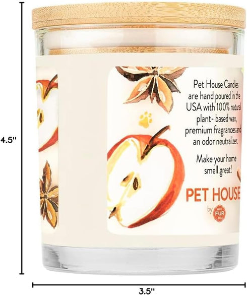 One Fur All Apple Candle for Pet Odor - Plant-Based Soy Candle with 60 Hour Burn Time - Apple Cider
