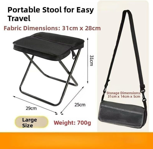 XHymitron Portable Folding Camping Stool with Shoulder Strap, Suitable for Hiking, Fishing, picnics (Black-A)
