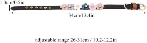 Stylish PU Leather Dog Collar with Flower Bow Tie, Decorative Collar for Medium to Large Dogs, Cute Design