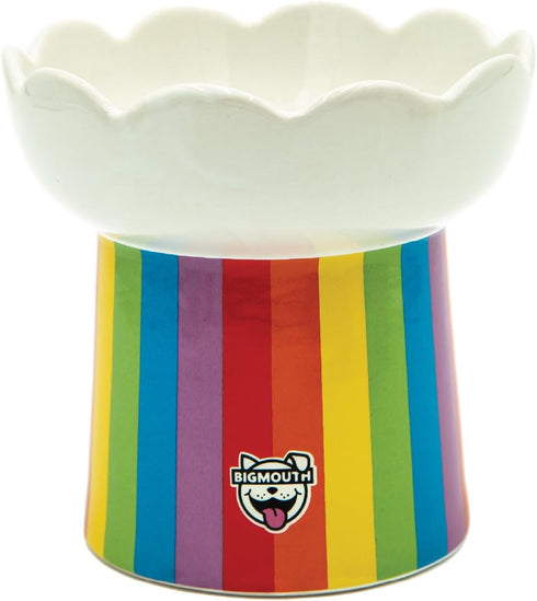 BigMouth Inc Rainbow Elevated Cat Bowl - Raised Ceramic Feeder for Small Dogs and Cats
