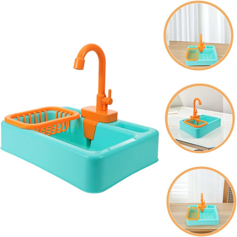2pcs Bird Bath Tub Toy Interactive Fountain for Birds Automatic Water Circulation Vegetable Washing Basin Parrot Shower