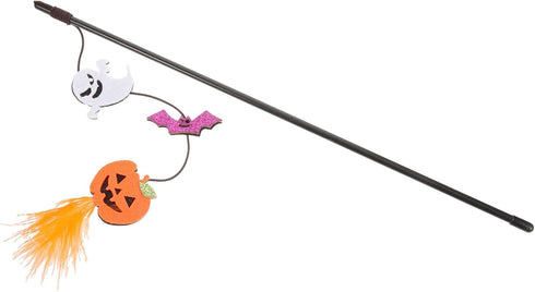 BESTOYARD Halloween Cat Wand Toys, Interactive Teasing Stick, Multifunctional Kitten Launcher