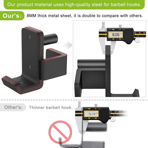 SELEWARE Solid Steel J Hooks for 2" x 2" or 3" x 3" Tube Power Cage, Set of 2 Barbell Holders