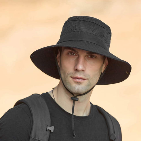 YOLAI Mens Outdoor Bucket Hat Mesh Breathable Sunshade Fisherman Cap Sunscreen Foldable Sun Visor Hat Outdoor Hiking