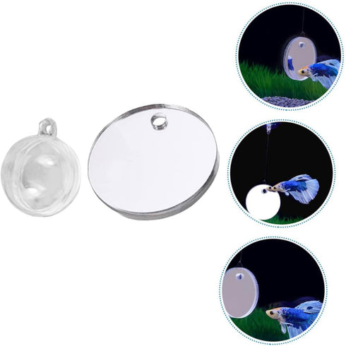 balacoo 1 Set Double Sided Acrylic Betta Training Mirror, Transparent Plastic Float Fish Tank