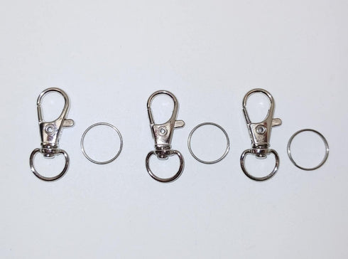 JL Missouri Parts & Misc. 3X 1 1/4" 1/2" Snap Hooks Lanyard Keychain Clips with Split Rings, Spring Loaded Lobster