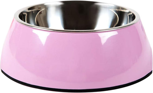 Pet Bowls - Stainless Steel Dog Cat Pet Bowl - Universal Water and Food Bowls, 4 Sizes, 5 Colors (M, Pink)
