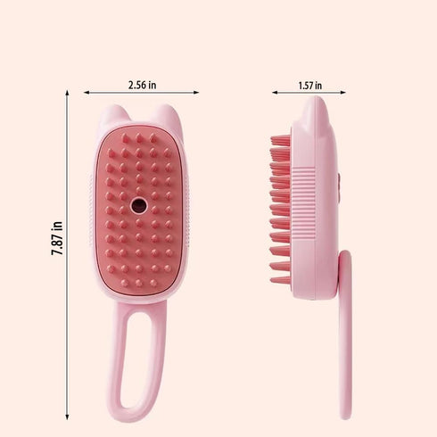 Steam Cat Brush - Rechargeable Dog Brush for Shedding, Unique 360° Rotating Handle (Pink)