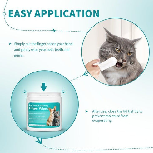 PITHER Dog Teeth Cleaning Wipes, Disposable Gentle Dental Finger Wipes for Dogs & Cats, 50 Counts for Freshening Breath