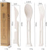 Generic 3PCS Set 3 1 Wheat Straw Cutlery, Reusable Utensils Portable Travel in Spoon Fork Knife Tableware