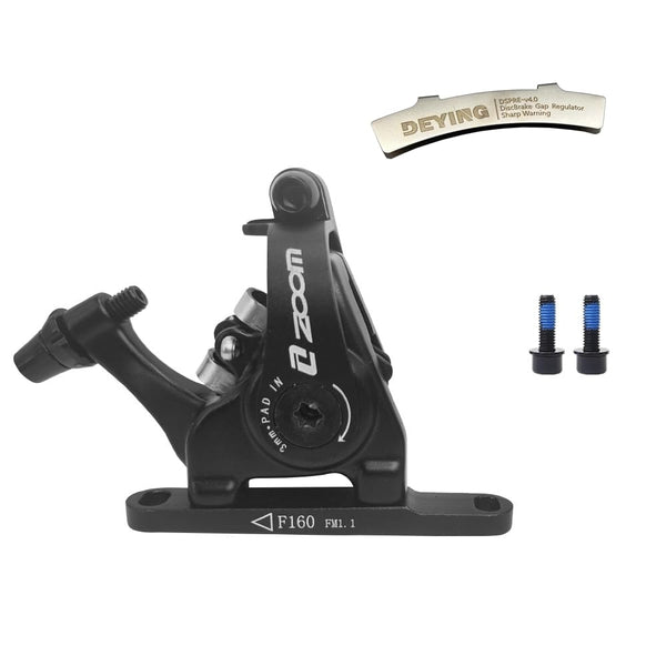 Zoom Dual-Piston Cable Actuated Mechanical Flat Mount Disc Caliper, Front Brake Black