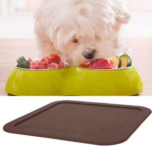 8.6x8.6 Inches Non-Slip Silicone Pet Feeding Mat for Cats and Dogs, Dog Bowl Mat with Raised Edge, Spill Proof Placemat