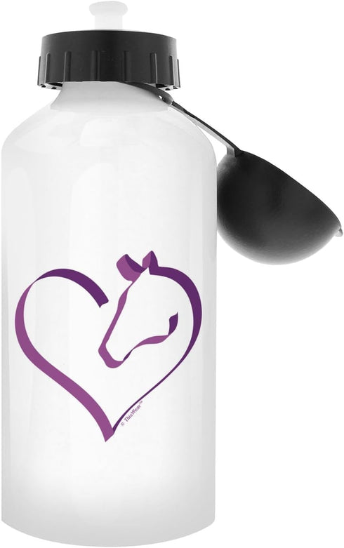 Horse Lovers Gifts Aluminum Water Bottle with Cap & Sport Top, White - Equestrian Horse Heart Gifts