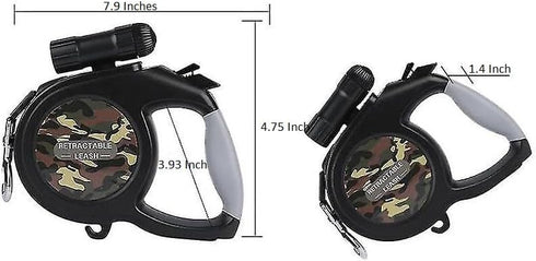 Best Dog Supplies Camping Dog Leash, 26ft/8M Camo Retractable Leash with Built-in Flashlight for Night Walks