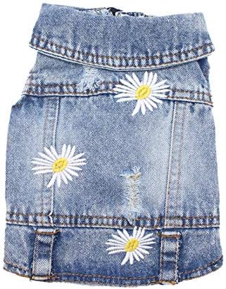 Pet Clothes Denim Dog Costume Summer Cowboy Vest, Daisy Shirt Jeans Jacket for Chihuahua and Yorkies (XXL)