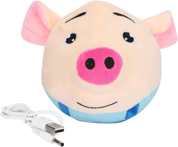 Zerodis Pet Bouncing Ball Toy, Cartoon Pig Electric Sound Ball, Washable Clothes for Indoor Dog Cat Kitten Playing