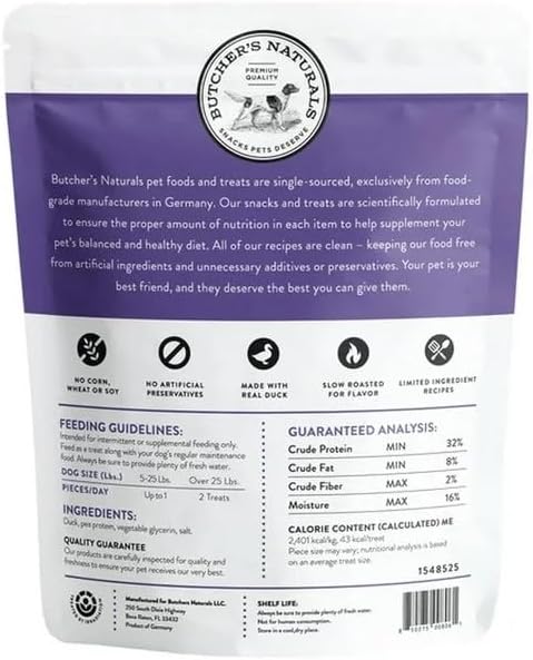 Butcher's Naturals Duck Jerky Dog Treats - 40 oz, 2.5 Pound (Pack of 1)