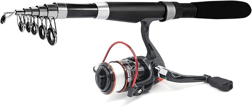 Fishing Pole Combo Set, 2.1m/6.89ft with 145pcs Fishing Accessories Kit, Collapsible Rods & Spinning Reel